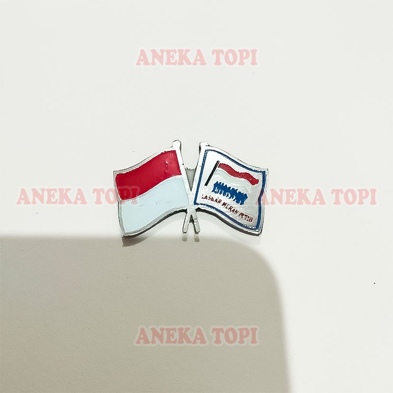 Pin Indonesia LMP Pin Cross Flag Indonesia Laskar Merah Putih - Aneka Topi