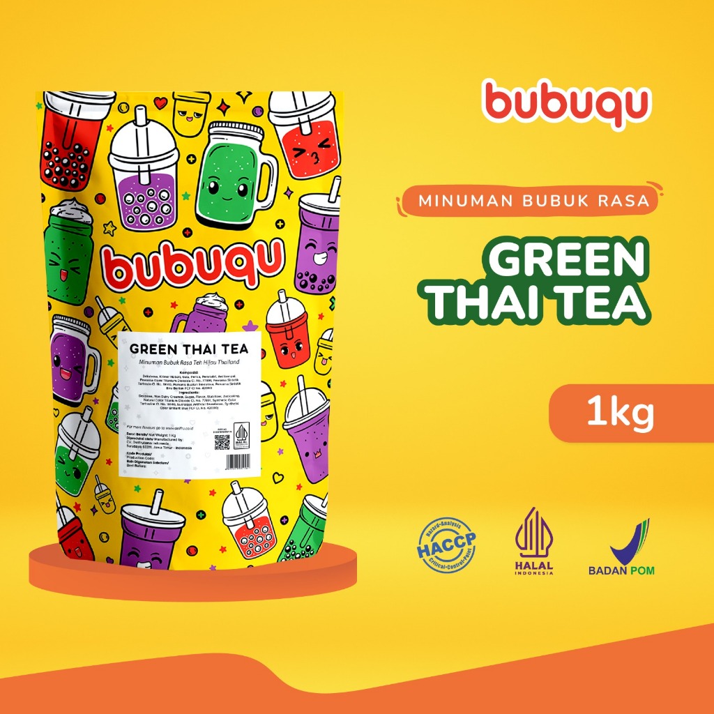 Bubuqu Green Thai Milk Tea Powder Drink 1 Kg - Bubuk Minuman Teh Susu Hijau Thai