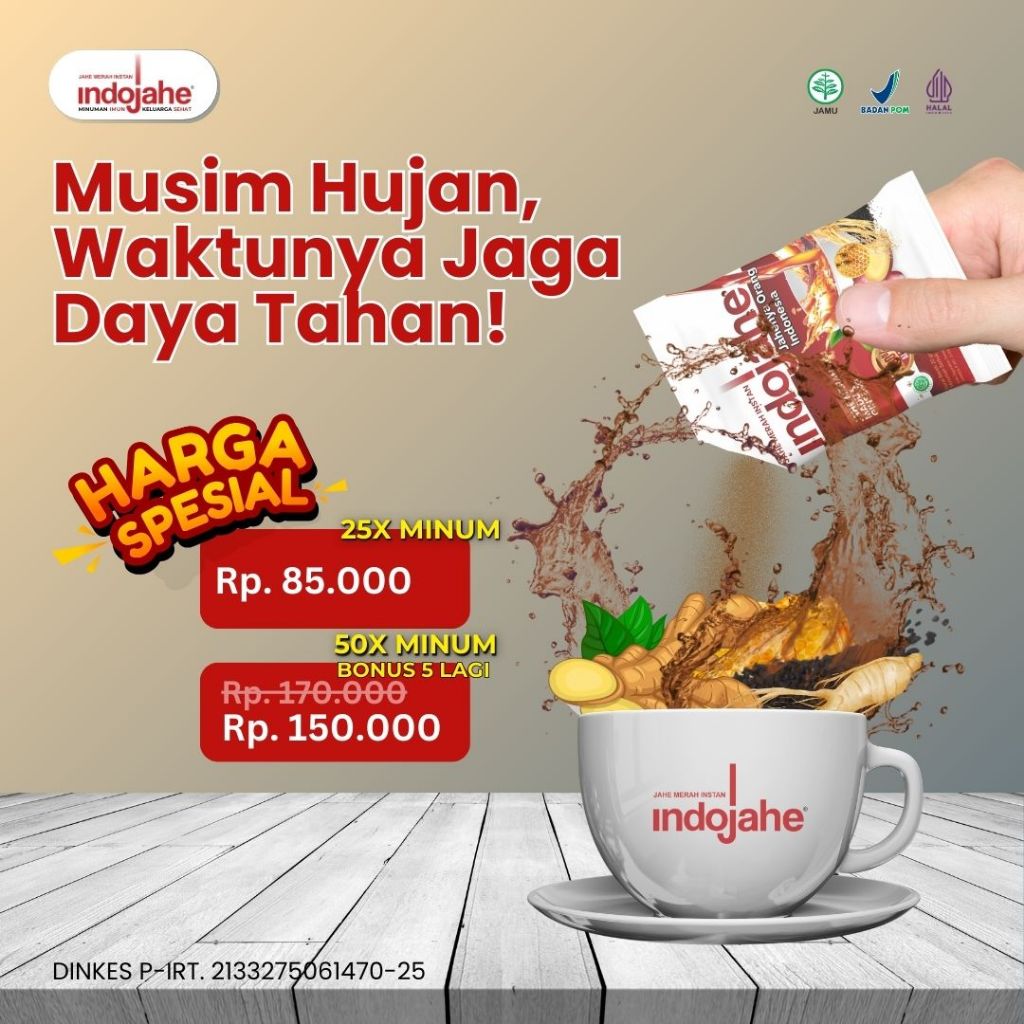 

INDOJAHE - Minuman Herbal Jahe Merah Instan Hangat Guna Meningkatkan Daya Tahan Tubuh & Kesehatan