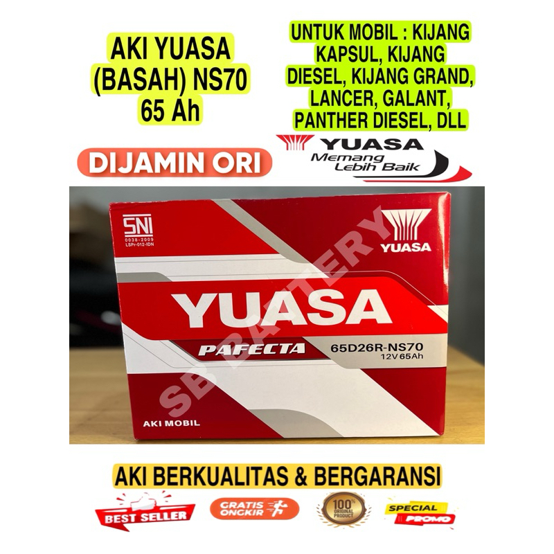 AKI MOBIL BASAH YUASA NS70 MOBIL DYNA COLT DIESEL FUSO PANTHER DLL