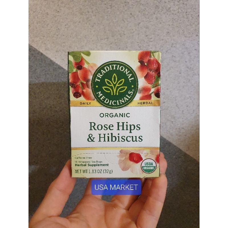 

Traditional Medicinals Rose Hips & Hibiscus 16 tea bags Caffeine free teh herbal