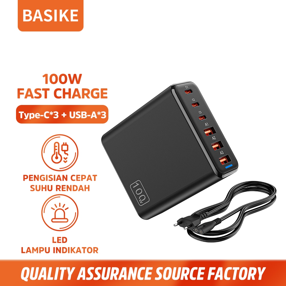 BASIKE Charger iPhone Fast Charging Type C 120W 6-in-1 Adaptor for mobile iPad PC laptop universal