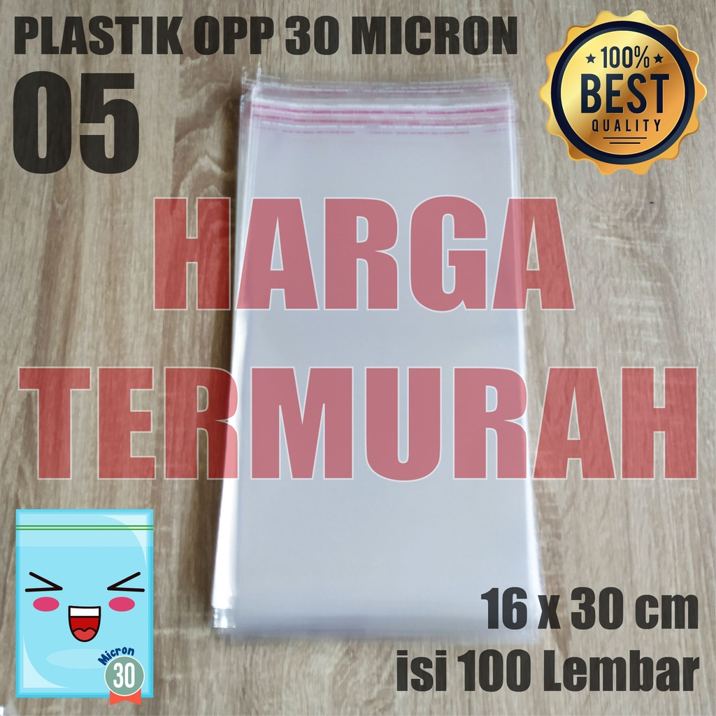 Plastik Opp 16x30 cm Plastik Seal Plastik Opp Lem Plastik Kemasan Tebal 30 Micron
