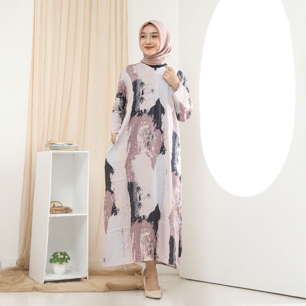 Al-Mumtaz - BAJU GAMIS ORINA MUSLIM SYARI BUSUI RESLETING DEPAN LENGAN 3/4 TANGAN PANJANG WANITA JUM