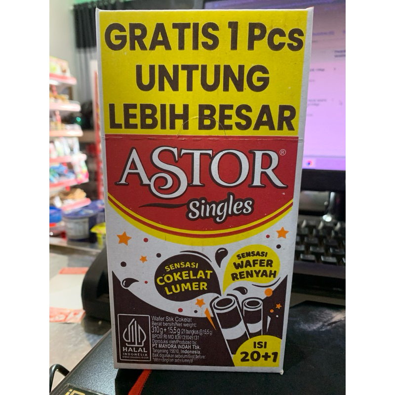 

ASTOR SINGLES WAFER STICK COKELAT ISI 20 250G