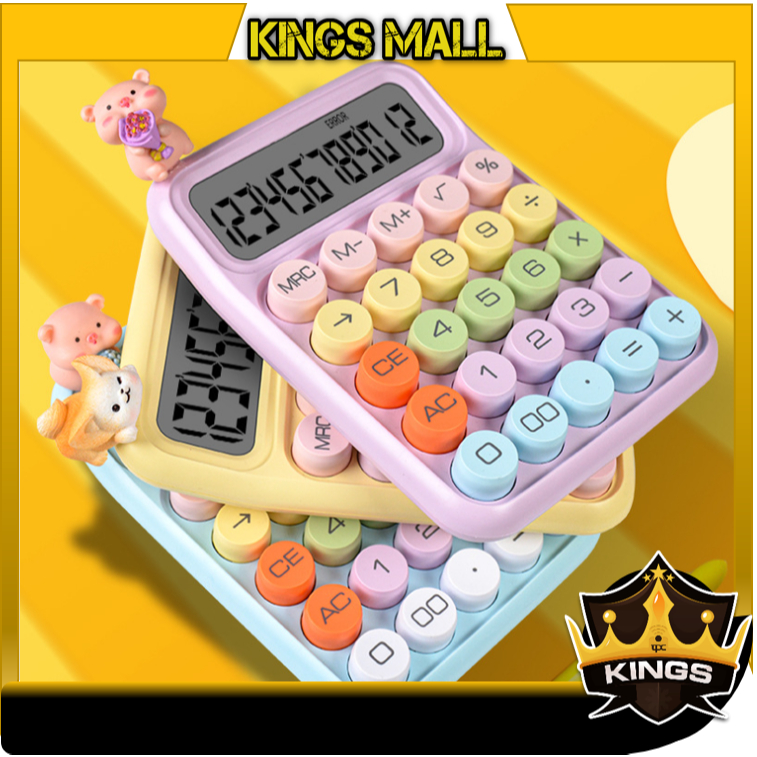 

CK15 KINGs - 6187 Kalkulator Lucu Warna Macaron 12 Dit / Display Besar Keyboard Dot Mekanik