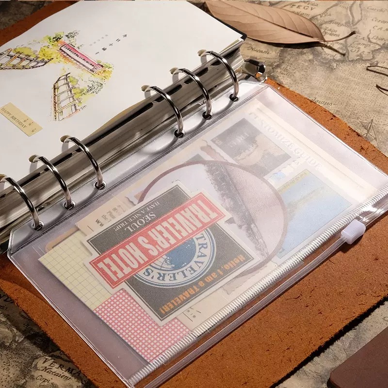 

10PCS A6 Ziplock Binder Pocket PVC/Zipper Binder PVC A6/Ziplock bag/ Pouch/Zipper PVC Diary Notebook 6 Ring