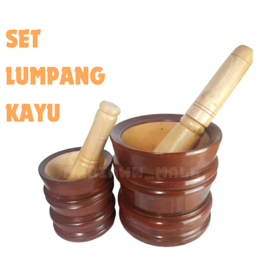 LUMPANG KAYU BESAR DAN ALU/ALAT PENUMBUK / lumpang kayu 1 set besar / lumpang kayu besar jumbo ⏮