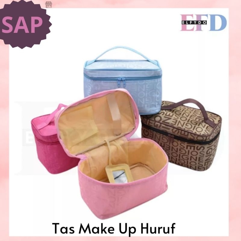 Pouch Tas Multi Fungsi / Tas Kosmetik Motif Huruf / Bag Women Travel Make up / Tas Organizer wanita