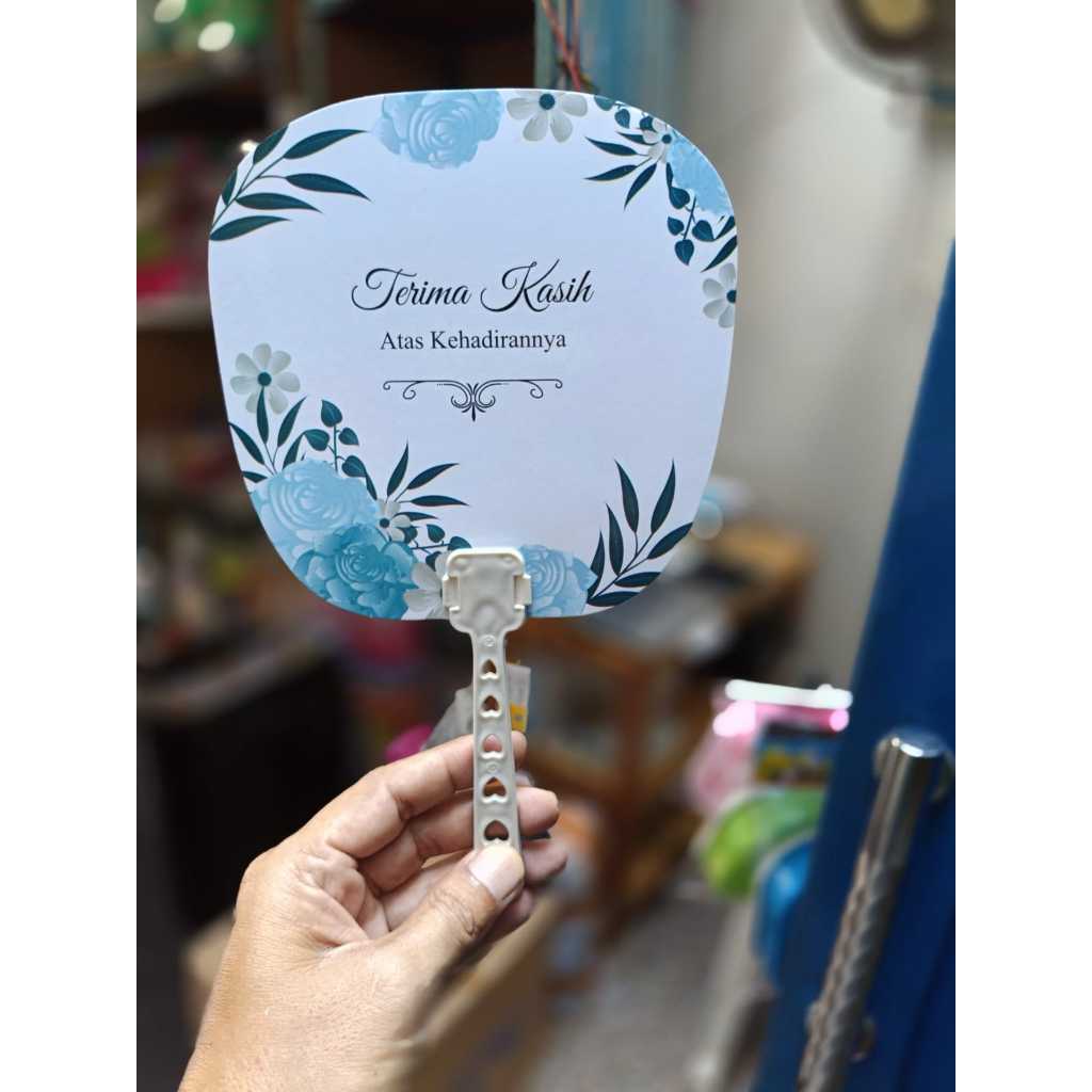 SOUVENIR PERNIKAHAN KIPAS SHABBY SABLON NAMA ISI 50 PCS