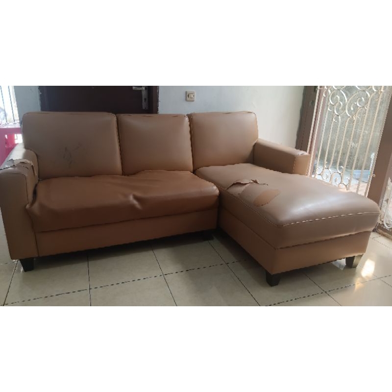 Preloved Sofa Kulit Letter L