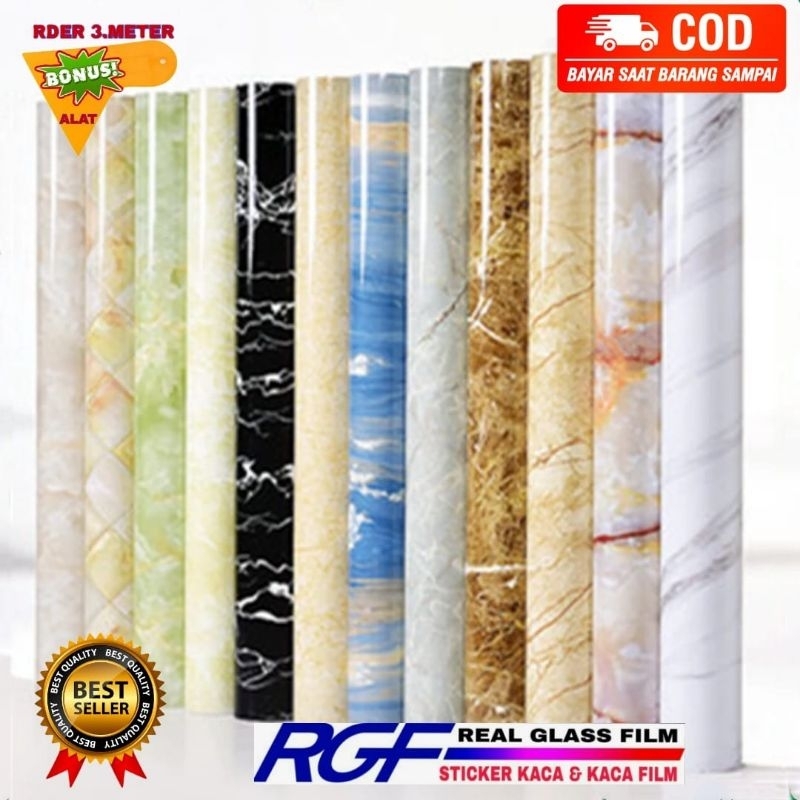 sticker wallpaper motif marmer lebar 120cm
