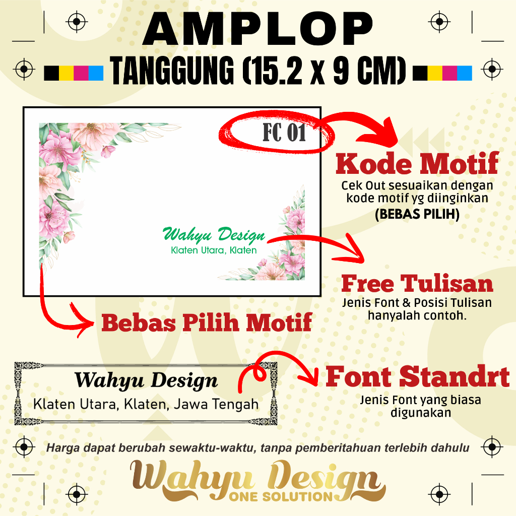 

Amplop TANGGUNG - WARNA - FREE CETAK TULISAN