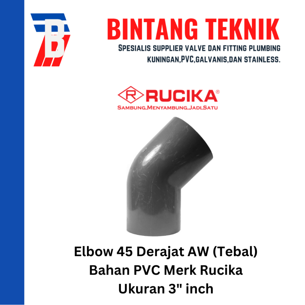 Elbow Knee PVC 3 inch 45 Derajat AW Tebal