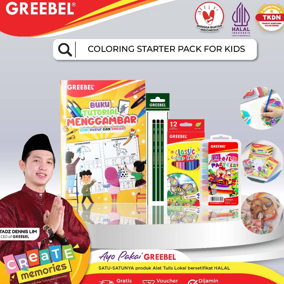 

Promo Terkini GREEBEL Paket Coloring Starter Pack For KidsStationaryStationery Set alat tulis ATK krayon pensil warna pensil 2b dan buku tutorial menggambar