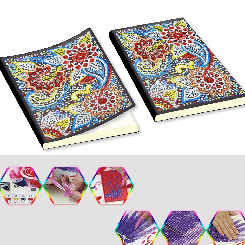 

Pasti Terkini Diamond Painting Notebook Diary Book DIY Special Shaped Diamond 6 Pages A5