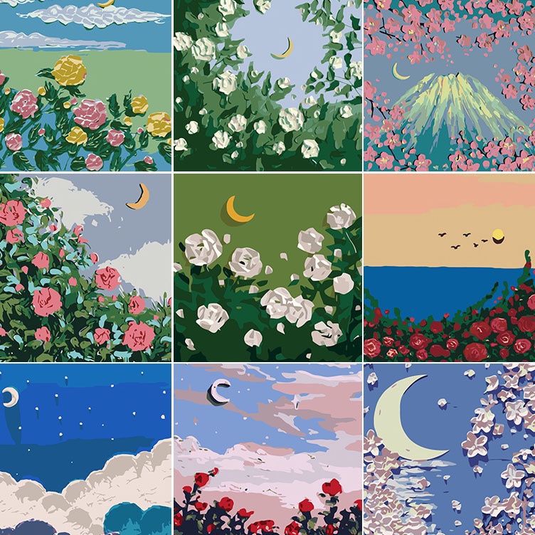 

Hemat Belanja Paint By Number 2x2cm DIY Paint Kit with Frame Digital Painting Landscape Series