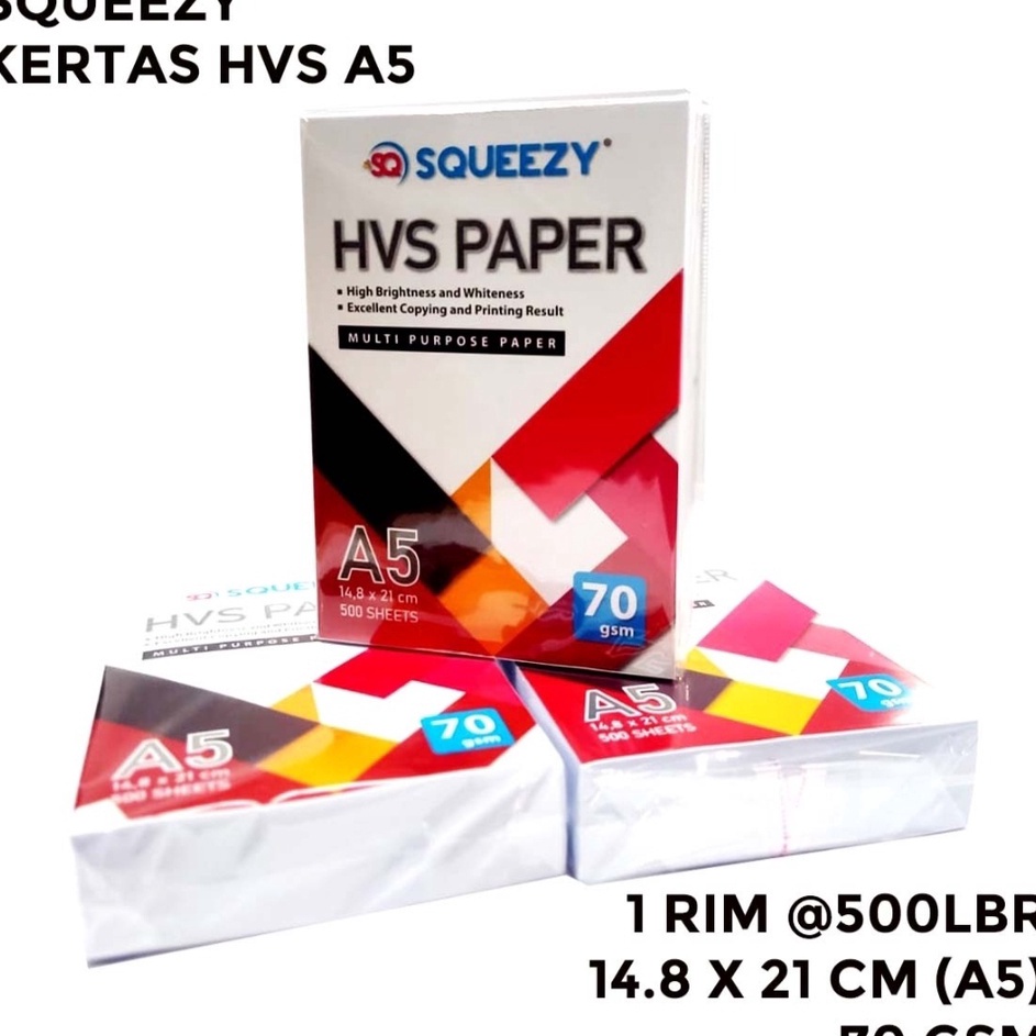 

Harga Obral KERTAS HVS A5 7GRAM 21MM X 148 MM PER RIM 5 LEMBAR