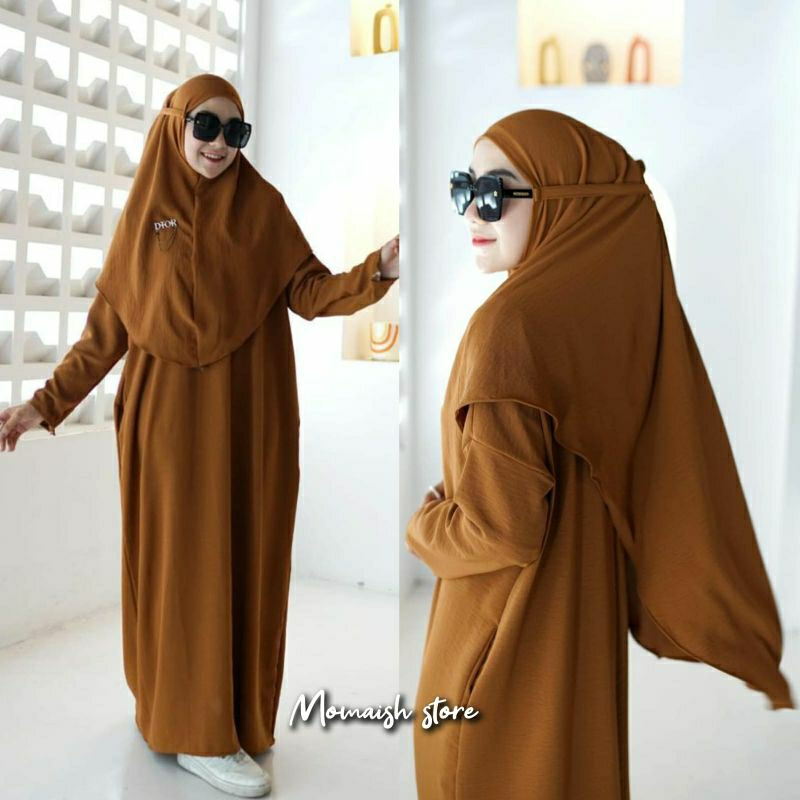 ABAYA SET BERGO CRINKLE AIRFLOW|ABAYA CRINKLE|ABAYA SET HIJAB|GAMIS ABAYA