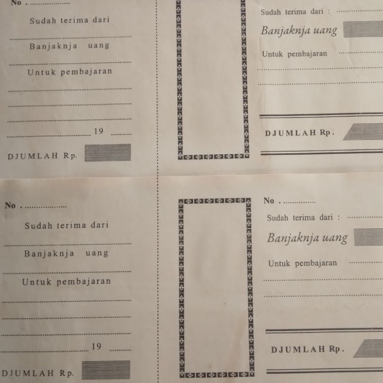 

Banyak Diskon kwitansi ejaan lama dan kwitansi lama tahun 197 1999 kwitansi ukuran besar