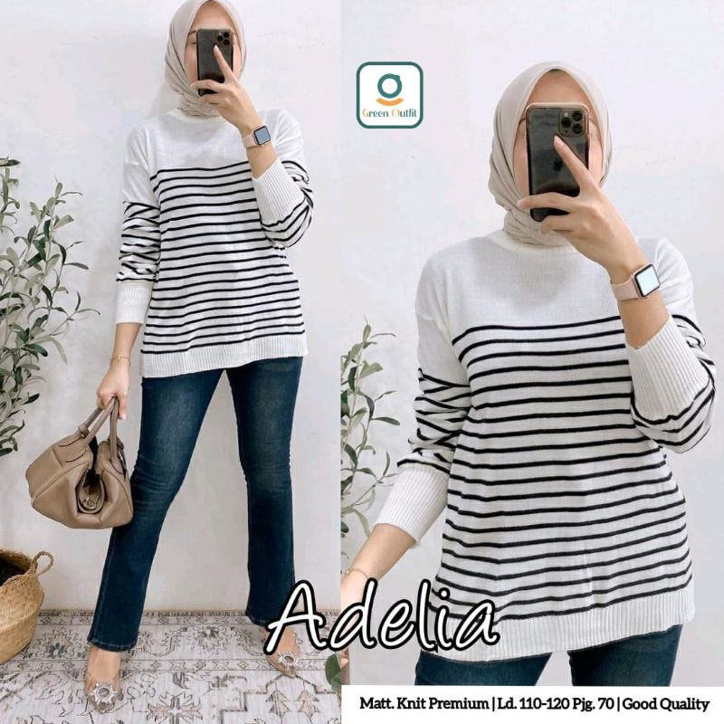 Adelia kaos bergaris - kaos atasan wanita