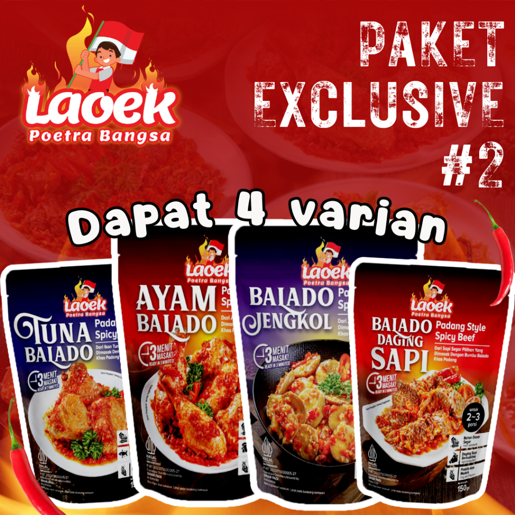 

{Paket Exclusive2} Tuna Balado / Ayam Balado / Balado Jengkol / Balado Daging Sapi / Makanan Instan