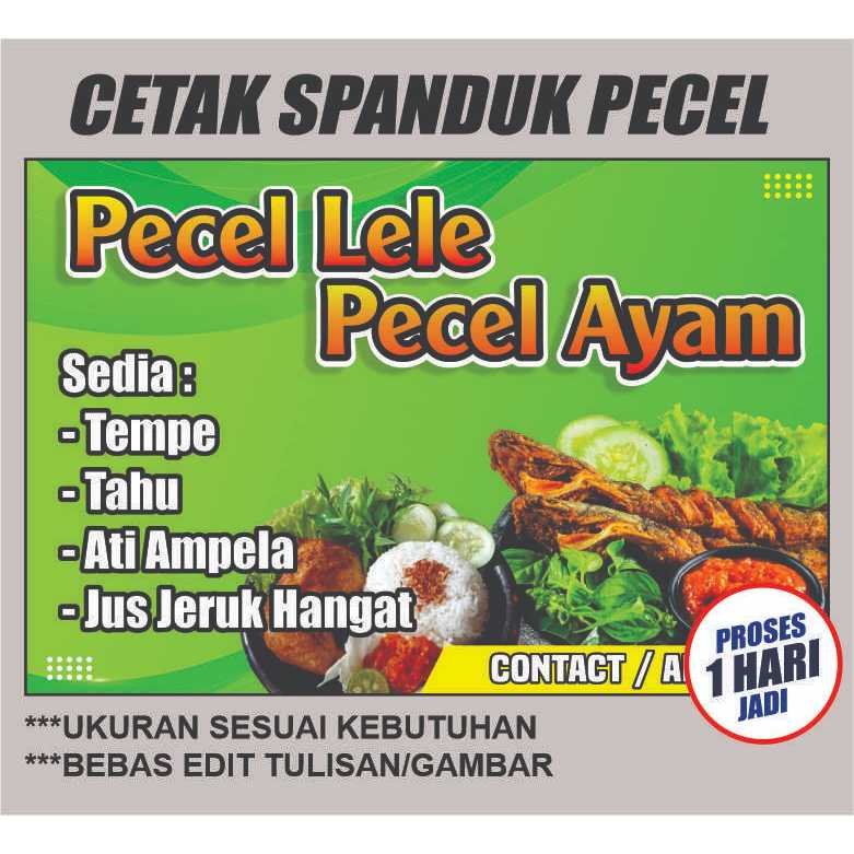 Banner Spanduk Pecel Lele Pecel Ayam Costum Bebas Gambar