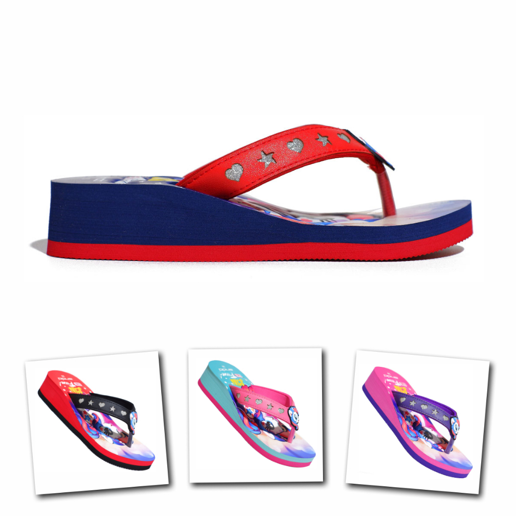 Ando unicorn sendal jepit tebel anak cewek ori sandal wedges japit anak-anak perempuan murah 28-35
