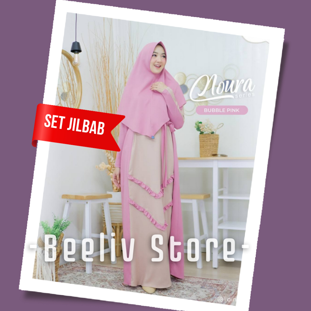 Gamis Set Jilbab Noura Set By Dinda Dress Busui Simple