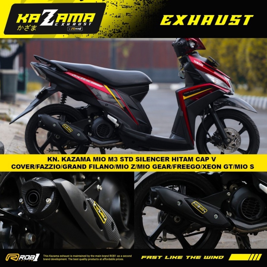 ROB1 KNALPOT KAZAMA MIO M3 STD SILENCER HITAM CAP V