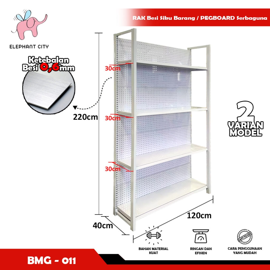 Furniture Rak Besi Susun Pegboard Siku Besi 2 Variasi - ELEPHANT_CITY