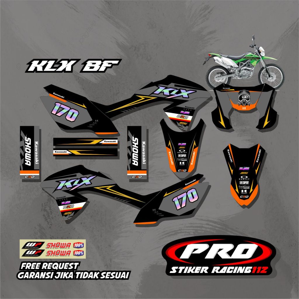 sticker decal klx bf 150 desain terbaru free request nama nmr dll