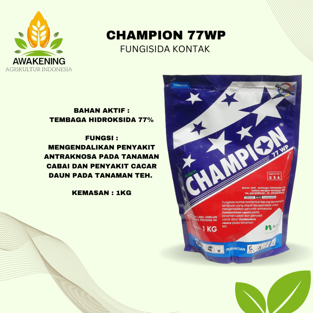CHAMPION 77WP 1KG FUNGISIDA TEMBAGA HIDROKSIDA