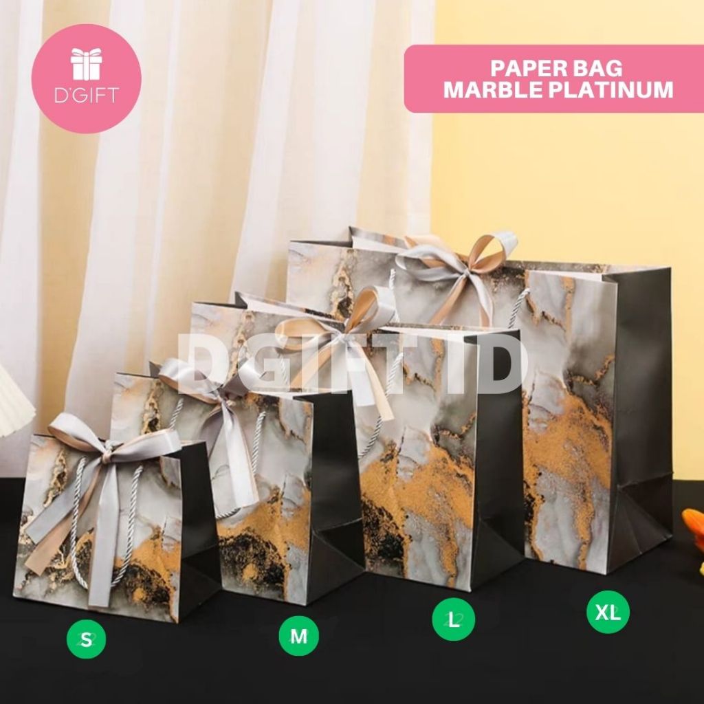 

(2pcs) Premium Paper Bag Motif Marble / Tas Kertas Shopping / Gift Bag + Pita