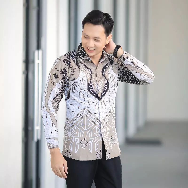 KEMEJA BATIK PRIA LENGAN PANJANG, BATIK PRIA, BATIK MODERN, BATIK ANAK MUDA SIZE M L XL XXL