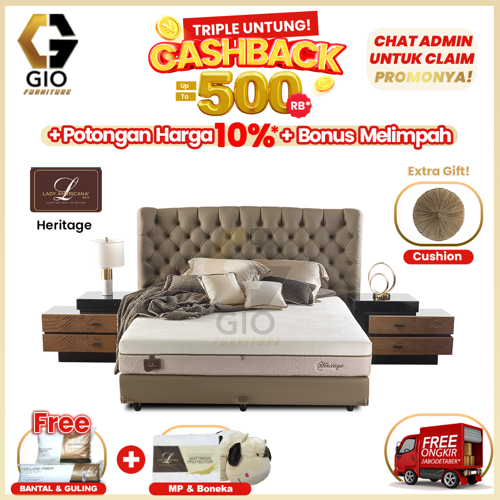 Kasur Lady Americana Royal Heritage / Lady Americana Spring Bed Royal Heritage (Full Set Mattress + 