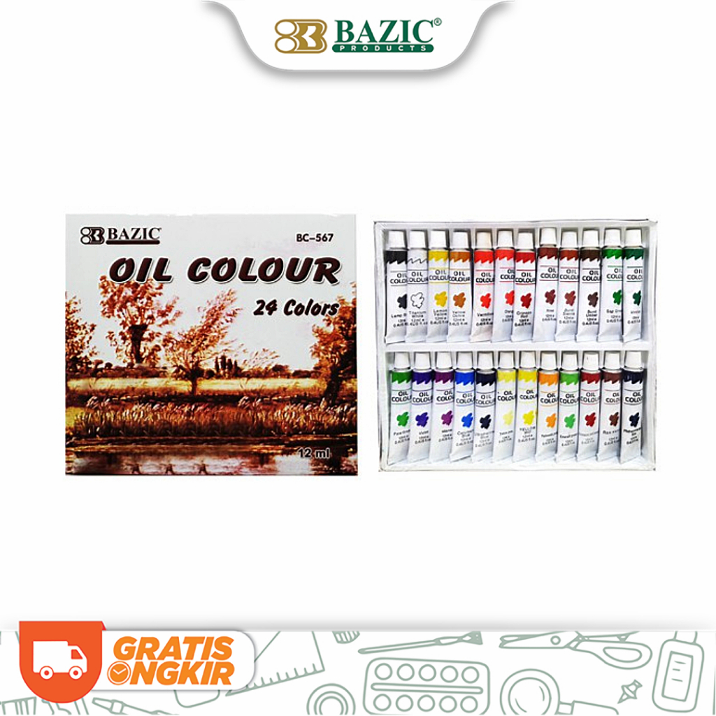 

Bazic Oil Colour 24 Colors - Cat Minyak Isi 24 Warna