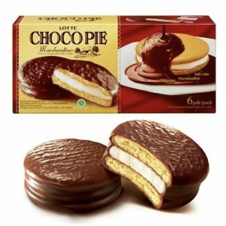 

LOTTE CHOCO PIE MARSHMALLOW RASA COKLAT ISI 6pcs 168gr