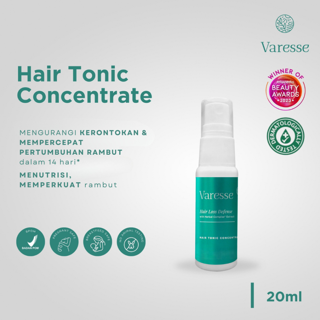 Varesse Hair Tonic Concentrate 20 ml | Penumbuh Rambut Rontok | Mengurangi Kerontokan