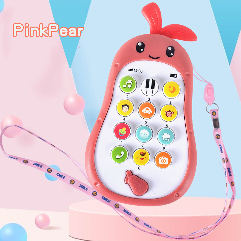 BEVAVAR Mainan Edukasi Ponsel Bayi Mainan Musik Bayi Telepon Handphone Anak-PinkPear