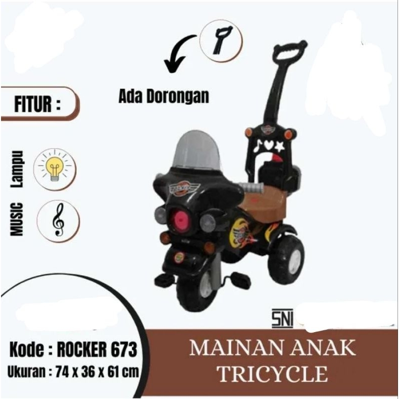 Sepeda Motor Rocker / Anak Tiga Roda Dorong