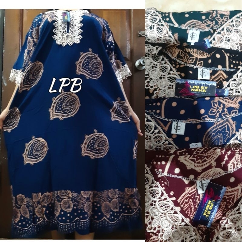 Daster Arab Renda Jumbo Motif Batik Daun LD 125 CM Rayon Superr