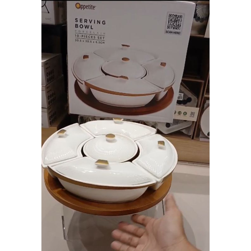 Informa serving set wadah saji prasmanan putar aesthetic / free packing kayu