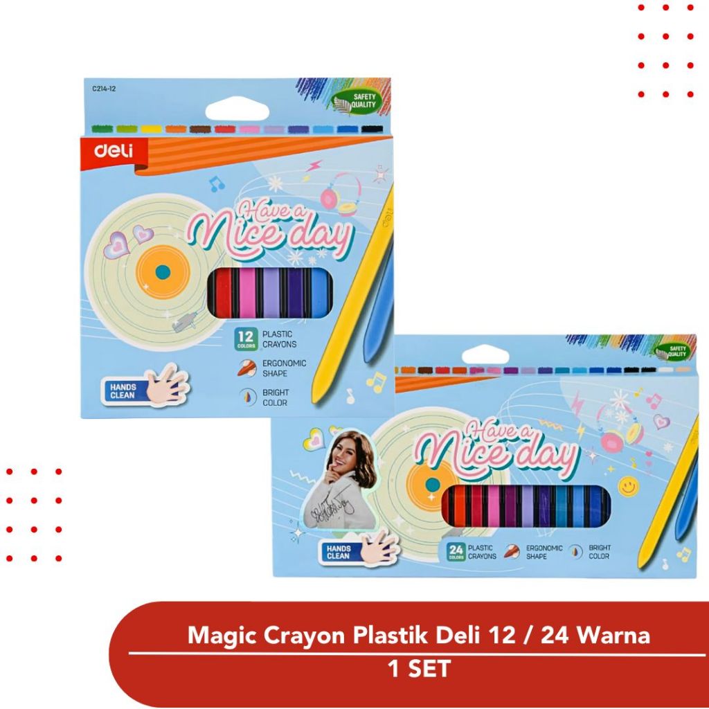 

Deli Plastic Crayon / Magic Crayon / Krayon Plastik 12 / 24 Warna