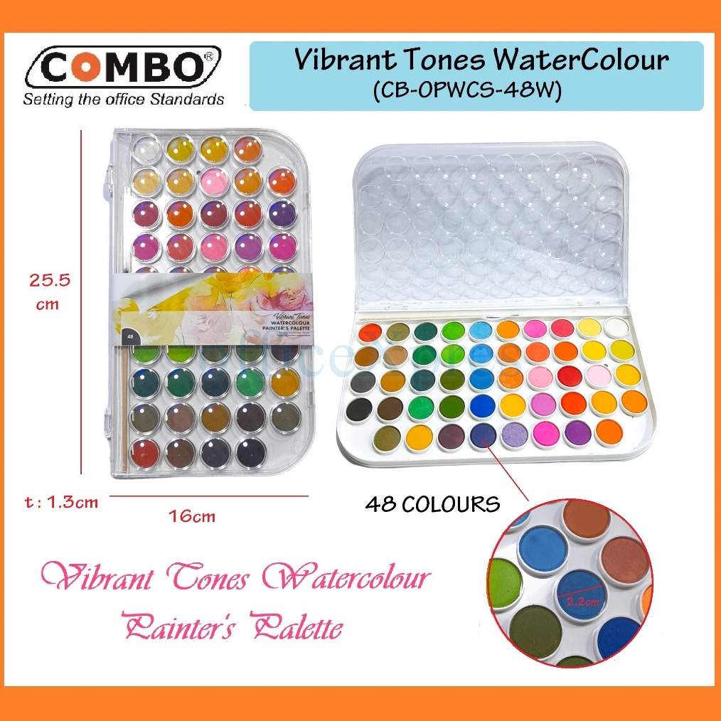 

KODE X85L Water Colour Painting Solid Cat Air Lukis 48 Warna 48 Vibrant Tones Watercolour Alat Melukis Alat Mewarnai