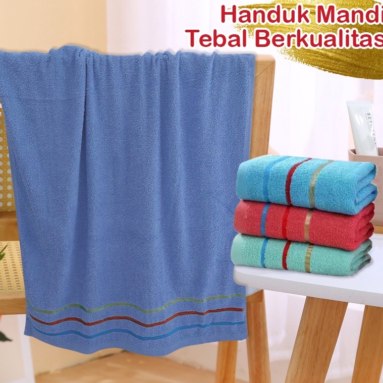 J12 H12  Handuk Mandi Dewasa 7cm x 14cm Handuk Tebal Polos Handuk List Garis Handuk Daya Serap Tingg