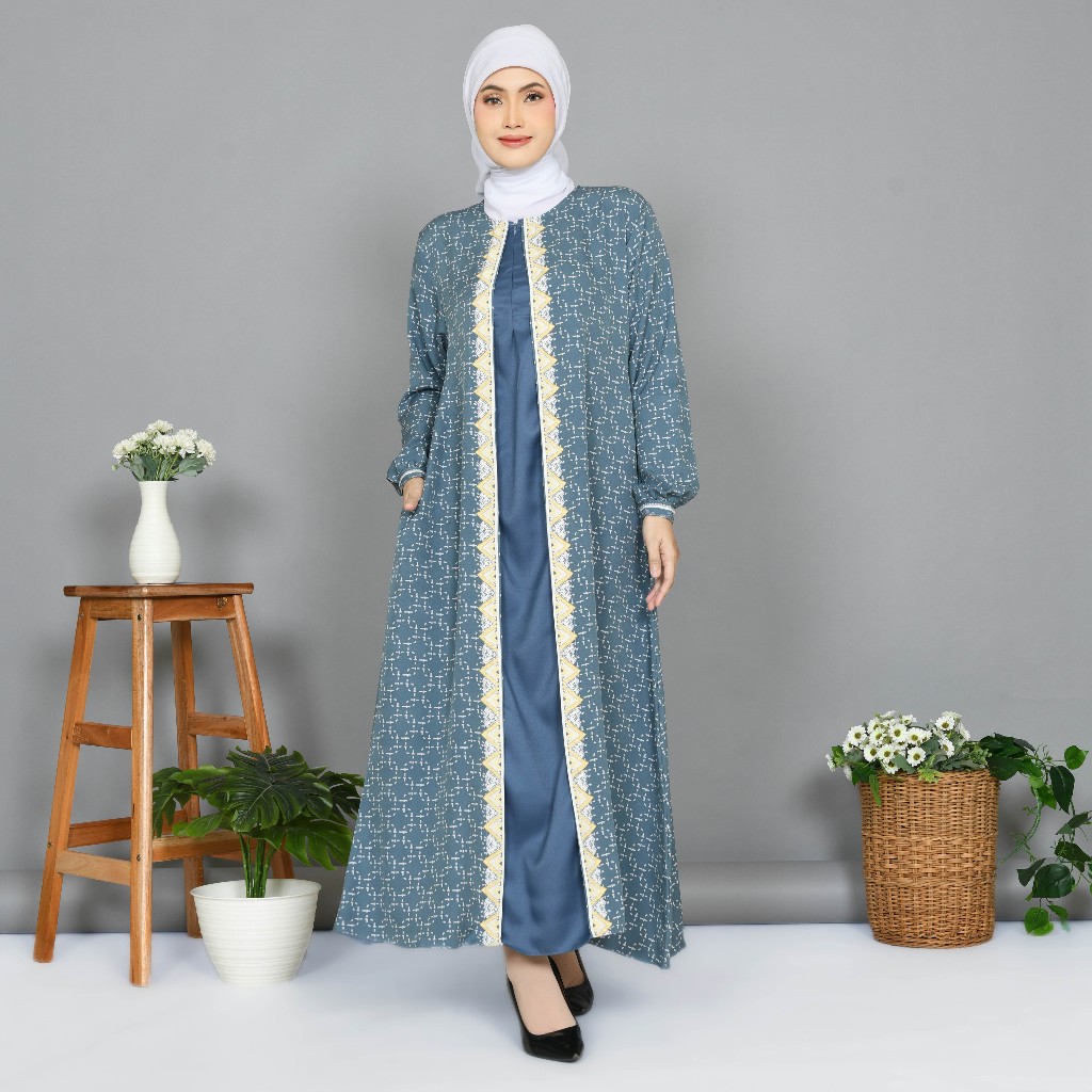 dress motif printing shakila premium / dress abaya gamis printing shakila premium