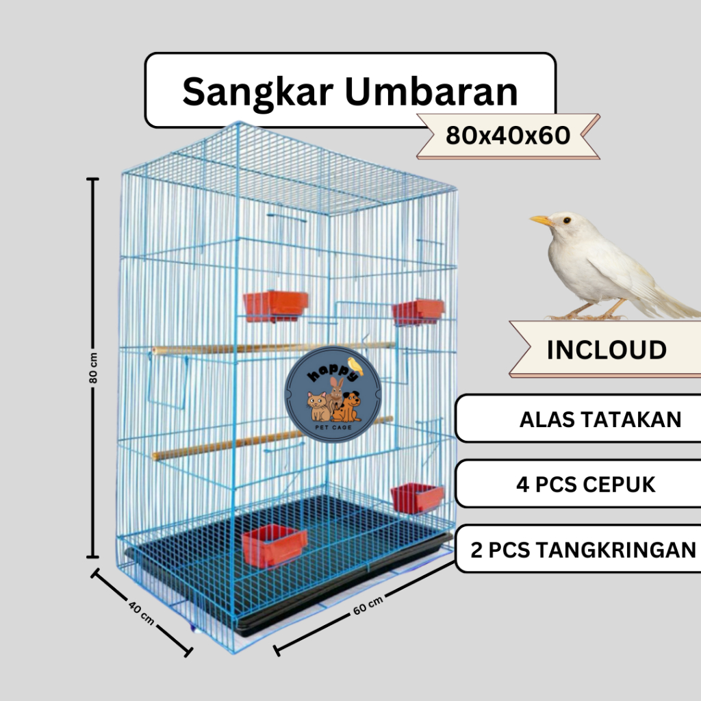 Kandang Sugar Glider, Kandang Burung T80cm P60cm L40cm / Sangkar Umbaran Jumbo Untuk Ternak kandang 