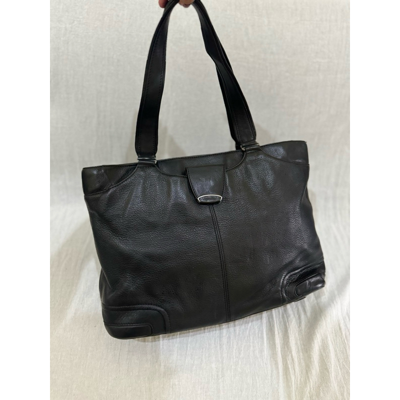 TAS TUMI LEATHER EAST WEST TOTE HANDBAG PRELOVED