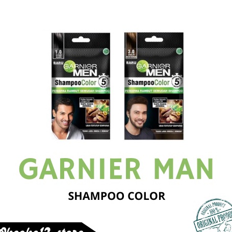 Terlaku PROMO Garnier Men Shampoo semir Color Hitam Alami dan Coklat Kehitaman  Pewarna Rambut Pria 